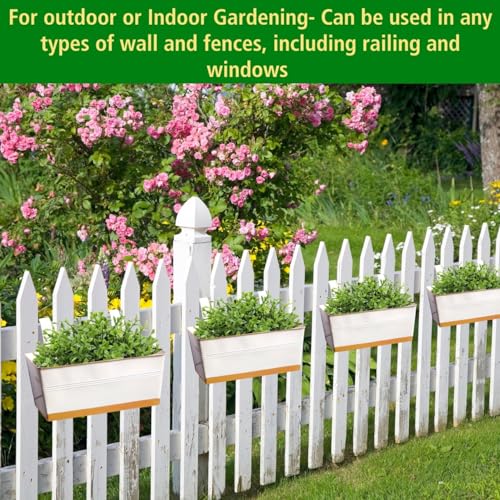 ecofynd 12 Inches Rex Railing Planters for Balcony, Hanging Pots for Plants, Wall Hanging Decorative Planters for Vertical Garden, Pack of 3 (White) - Image 3