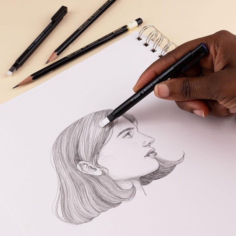 Tombow طقم قيمة ممحاة تومبو 57317 مونو زيرو مستطيل 25 مم بقلم ممحاة بدقة مع إعادة تعبئة - Image 5