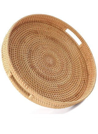 Round Rattan Woven Serving Tray, Decorative Display Tray with Handle Table, Desktop Organiser Tray, Ottoman Woven Coffee Table Tray Decorative for Kitchen and Home Natural - pzsku/Z201703BE9F73F5A9CF19Z/45/_/1736561740/e19d8bd3-e5f3-442e-b6a1-abda9f1a98a5