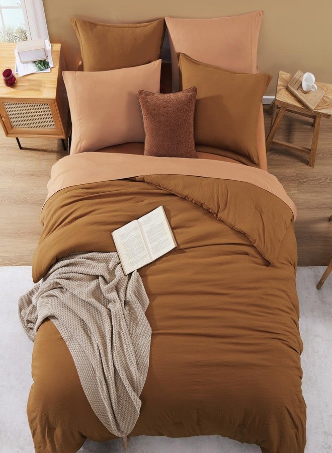 WRENSONGE Terracotta Full Size Comforter, 7 Pieces Soft Full Size Comforter Sets- Full Comforter Fitted Sheet, Flat Sheet, 2 Pillow Shams, 2 Pillowcases, Warm Bedding Sets Full All Season - Image 2