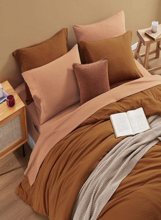 WRENSONGE Terracotta Full Size Comforter, 7 Pieces Soft Full Size Comforter Sets- Full Comforter Fitted Sheet, Flat Sheet, 2 Pillow Shams, 2 Pillowcases, Warm Bedding Sets Full All Season - Image 4