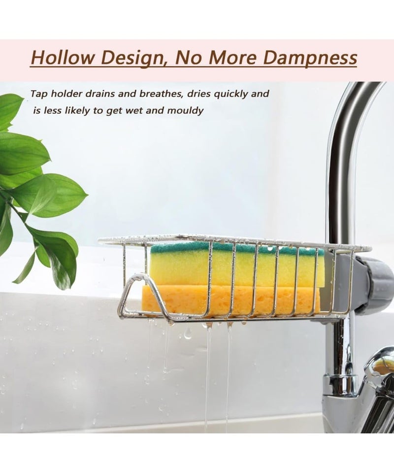 CTLH20 Sponge Holder for Kitchen Sink, Adjustable Detachable Over Faucet, Stainless Steel Faucet Rack, Sink Caddy Organizer (Pack of 2) - Image 3