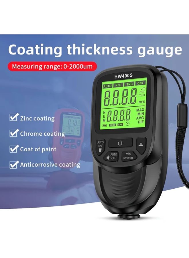 Black HW400S Automatic Car Paint Film Thickness Gauge Tester 0 2000um Fe NFe Coating - Image 2