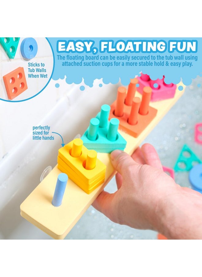 Tub Works - Tub Works® Splash, Stack & Sort™ Shape Sorter & Stacking Toddler Bath Toy | 20 Foam Pieces | Color Sorting & Shape Stacking Kids Bath Toys | Floats & Sticks to Tub Walls | Early Learning Bathtub Toys - Image 1