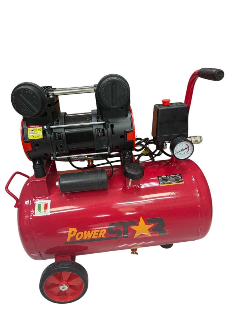 ضاغط هواء باور ستار 24 لتر خالٍ من الزيت صامت، PS-24S - Image 1