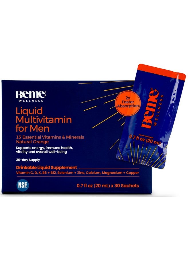 BeMe Liquid Multivitamin for Men - Clinically Tested Mens Multivitamin, 2X Faster Absorption & High Bioavailability - A, B-Complex, C, D, E, K, Calcium, Zinc, Magnesium - Non-GMO, Soy, Dairy Free - Image 1