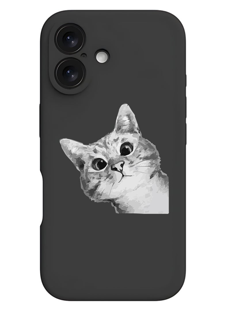 Theodor Protective Slim Fit Case Liquid Silicone Cover with Full Body Protection Anti-Scratch Shockproof Case For Apple iPhone 17 (Black) Cat Peep - Image 1
