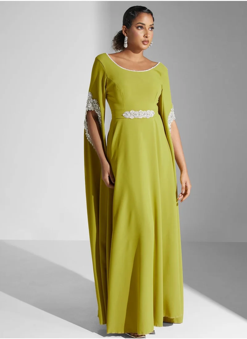 Yaser albik Embellished Tiered Dress