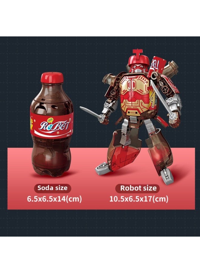 Internet Red Creative Deformable Soda Cans Samurai King Kong Car Robot Model Children Boys Toys-Color:Red - Image 1