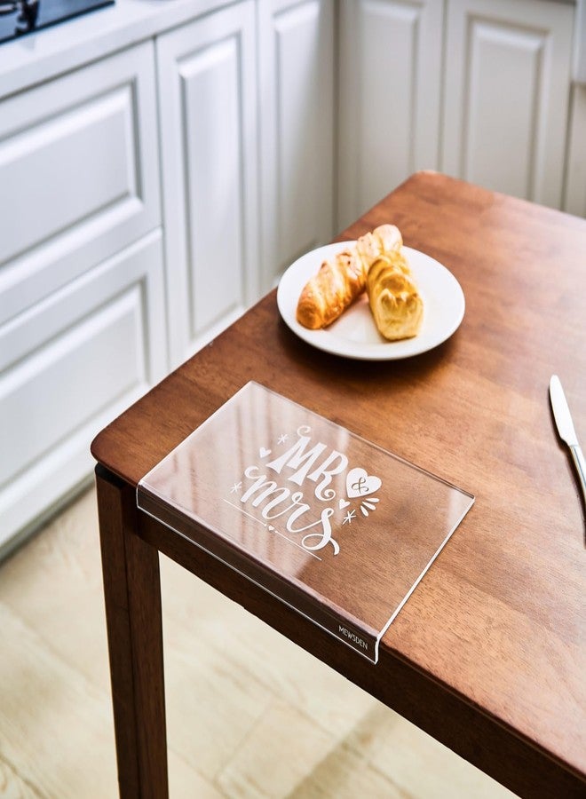 MEWSDEN Engagement Gifts Wedding Gift for Couples - Engraved Acrylic Cutting Board with Counter Lip, Clear Countertop Protector, Bride Shower Gift Mr and Mrs Gifts for Couple Aesthetic Kitchen Decor - Image 3