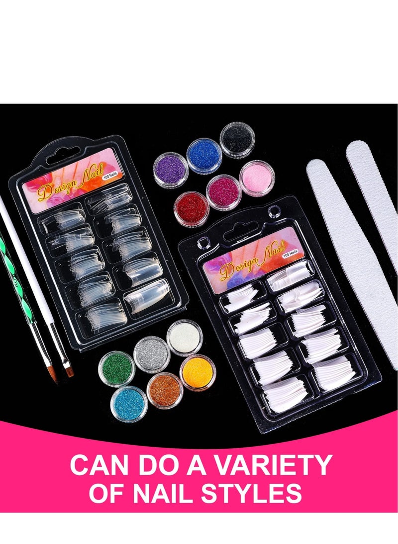 Acrylic Nail Art Kit with 12 Glitter Powders, DIY Nail Decoration Tools for Beginners, Complete Acrylic Nail Supplies Set for Creative Nail Designs - Image 3