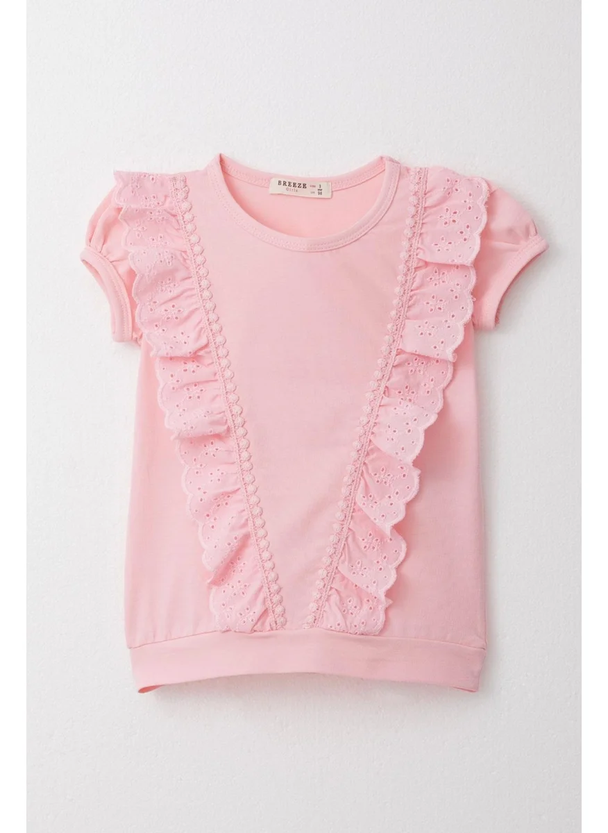 بريز Girl's T-Shirt Laced 1.5-5 Years, Pink