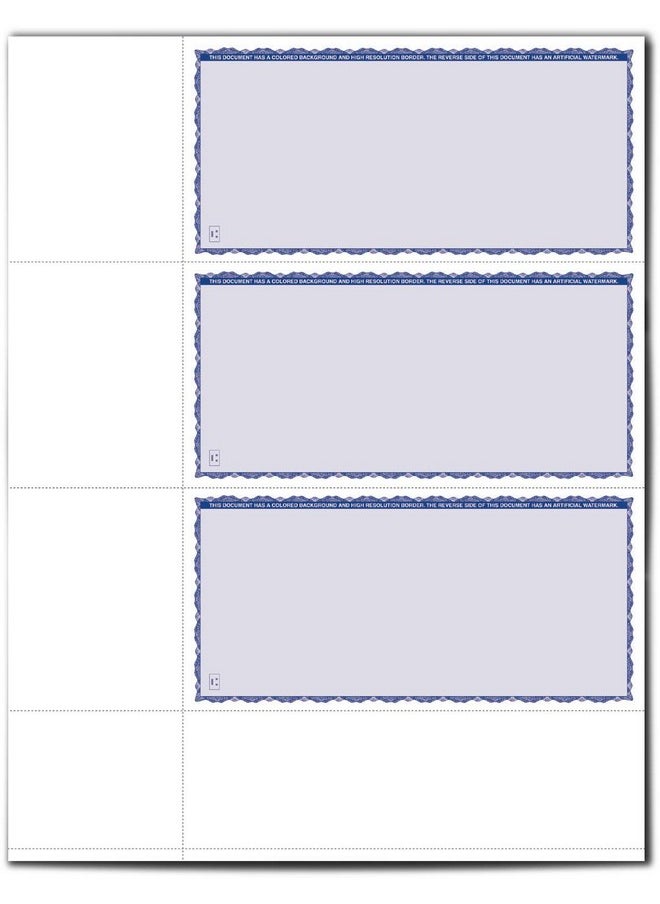 VersaCheck Secure Checks 750 Blank Business Or Personal Wallet Checks Blue Premium 250 Sheets Form 3001 3 Per Sheet  - Image 2