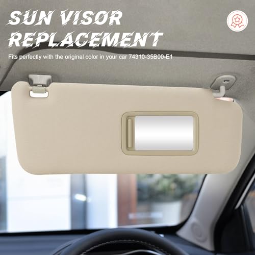 ILONPA Beige Passenger Right Side Sun Visor Replacement Compatible with 2010-2023 Toyota 4RUNNER Replace 74310-35B00-E1 - Image 4