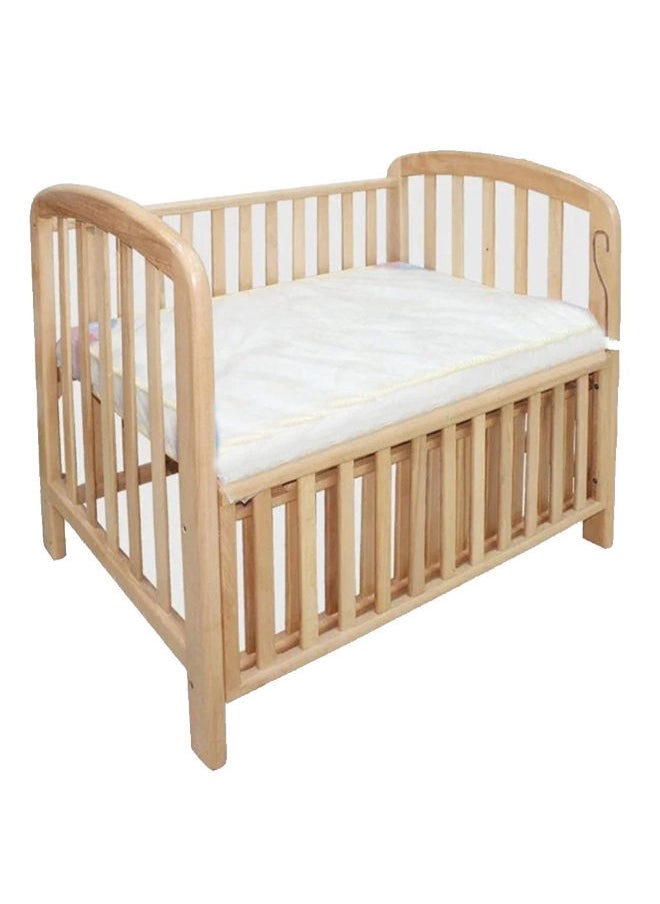 Baby Moment Wooden Baby Bed with Free Mattress and Mattress Cover – Beige, 95×69×112 cm  - Image 1