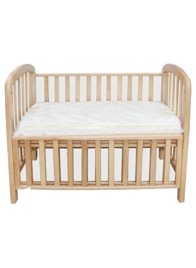 Baby Moment Wooden Baby Bed with Free Mattress and Mattress Cover – Beige, 95×69×112 cm  - Image 2