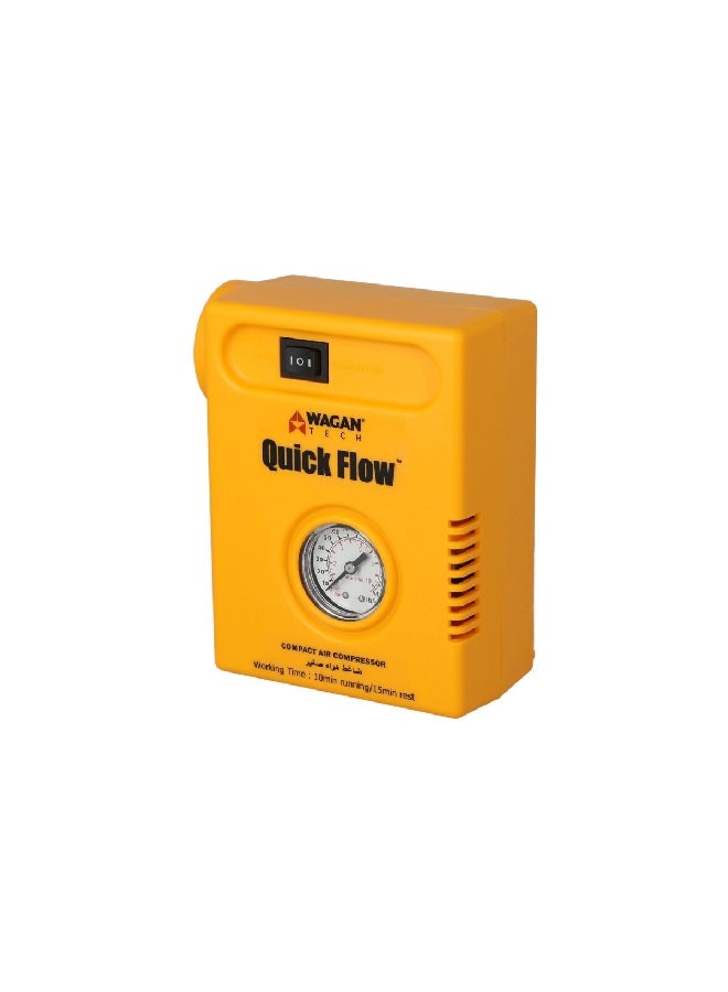 WAGAN Durable Lightweight Quick Flow 12V Compact Air Compressor Yellow 5.9 x 4.7 x 2.8 Inch 2253/2020 - Image 2