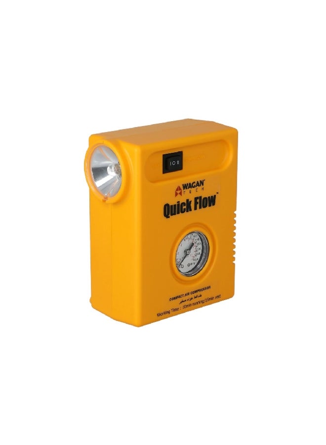 WAGAN Durable Lightweight Quick Flow 12V Compact Air Compressor Yellow 5.9 x 4.7 x 2.8 Inch 2253/2020 - Image 3