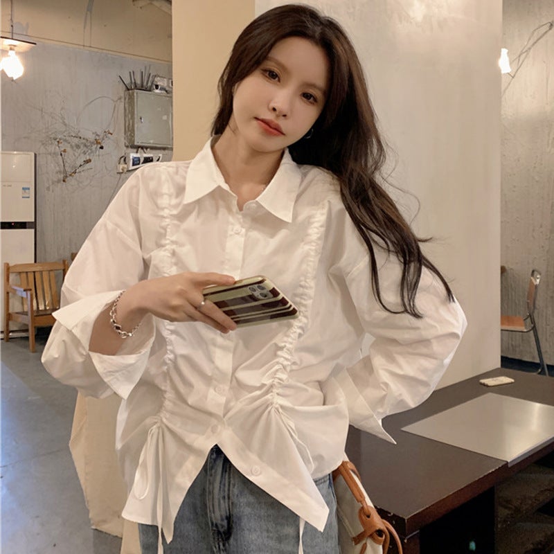 Women's Ruffle Shirt Korean Style Casual Elegant - Image 1