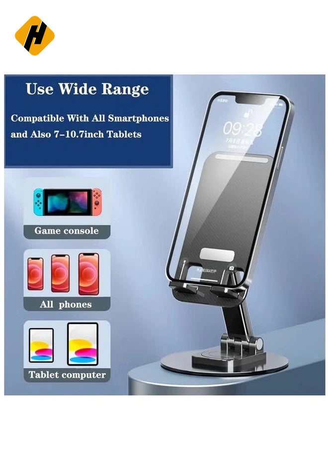 HuHa Portable Foldable Phone Stand, 360 Degree Rotation, Height Adjustable, Cell Phone Holder - Black  - Image 2