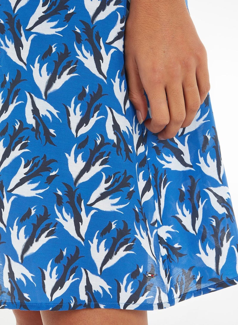 Tie Detail Printed Dress