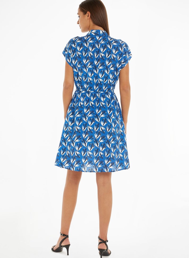 Tie Detail Printed Dress