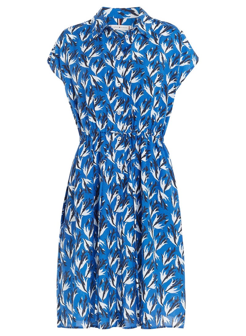 Tie Detail Printed Dress