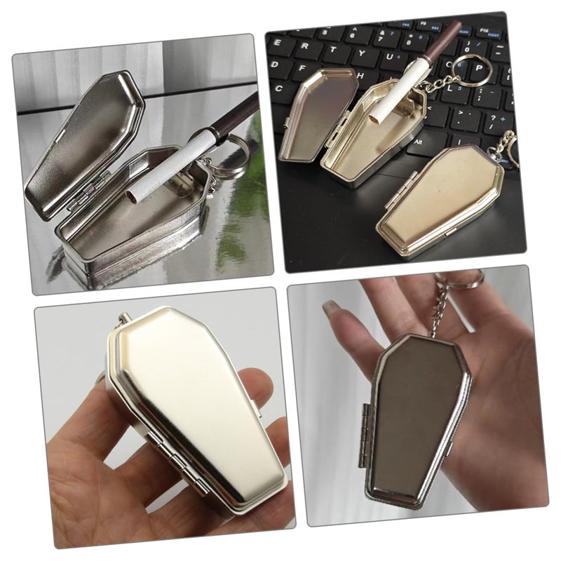 Coffin Shaped Portable Metal Ashtray Keychain For Travel Smokers Lightweight - Image 3