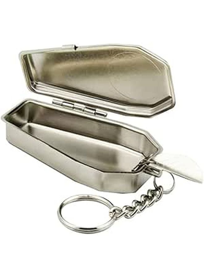 Coffin Shaped Portable Metal Ashtray Keychain For Travel Smokers Lightweight - Image 1