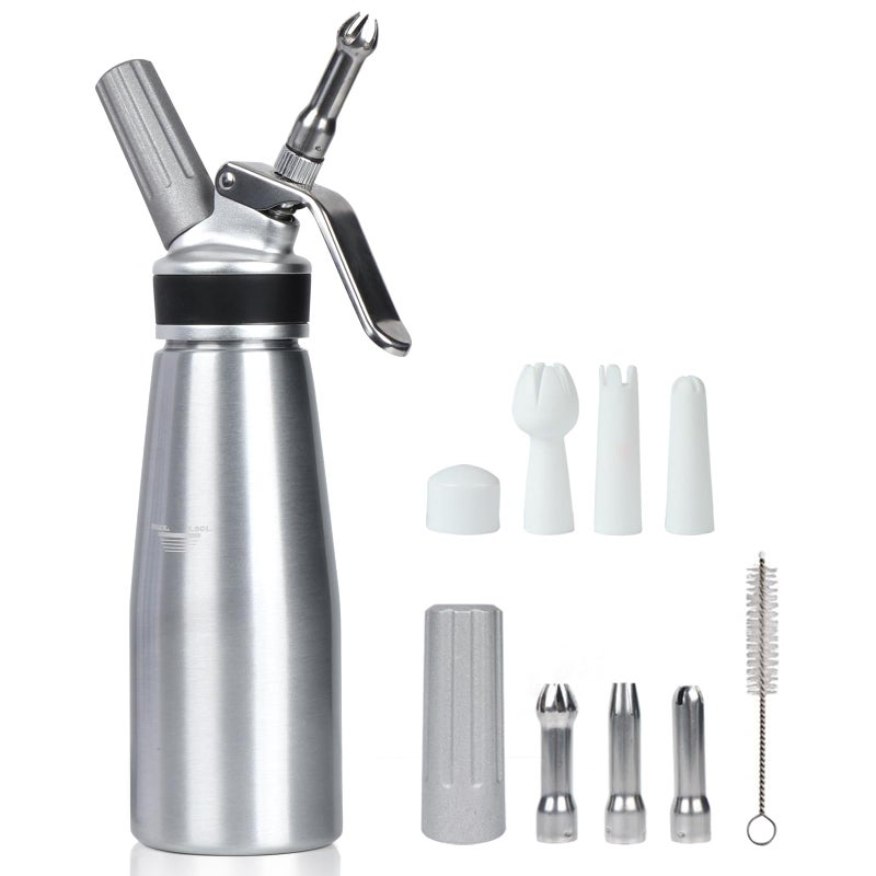 VIGIND Whipped Cream Dispenser,500ml Whipped Cream Charger with Sturdy Aluminum Body And Head,Cream Maker with 6 Decorating Nozzles,Use Standard 8 Gram N2O Chargers (Not Included) - Image 1