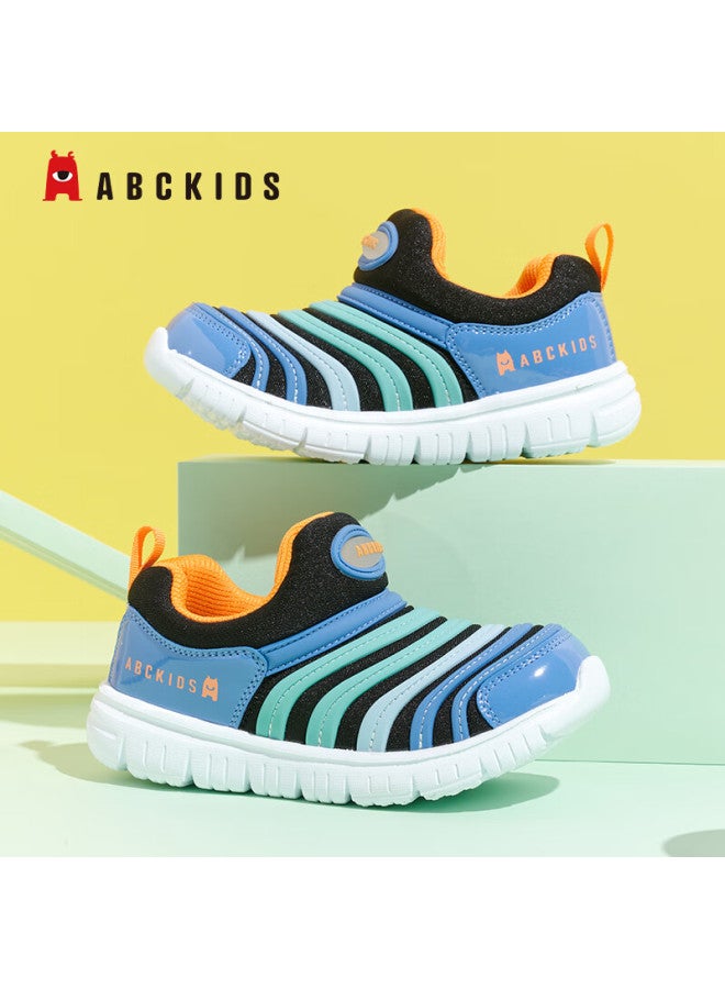 Abc Kids Toddler Slip-on Caterpillar Shoes Uni Baby First Walking Shoes Comfortable Easy-wear Running Shoes Black/light Blue Size 25 - Image 1