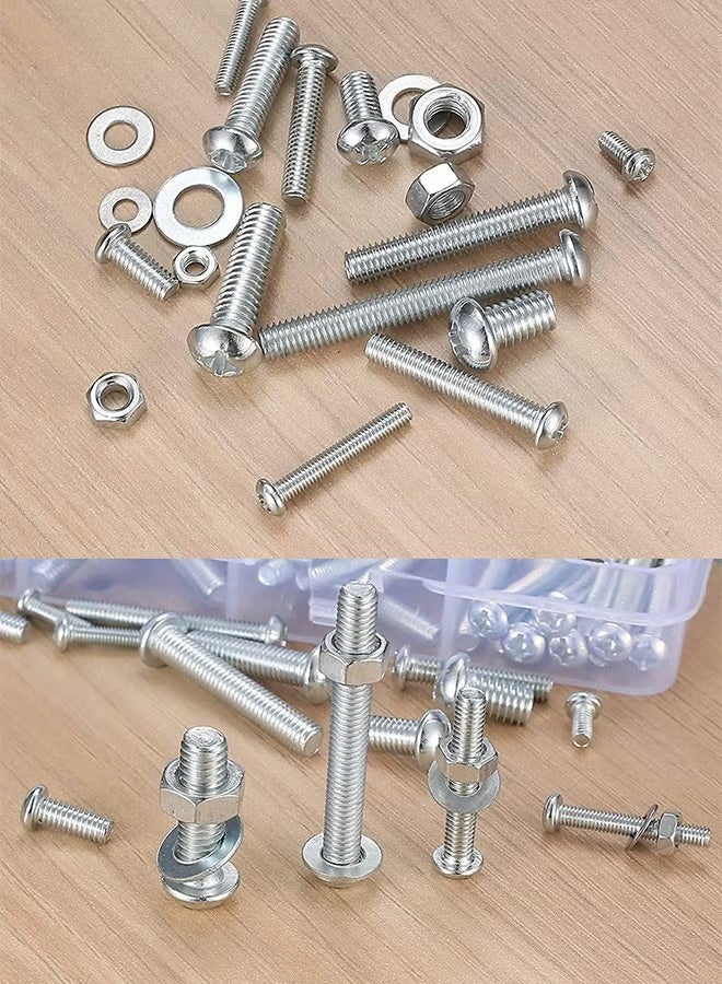 Baolian 1080 Pcs Screws Bolts and Nuts Assortment Kit, Metric Machine Screws and Nuts and Bolts and Flat Washers, M3/M4/M5/M6 Phillips Slotted Pan Head Hex Bolts and Nuts Sets - Image 4