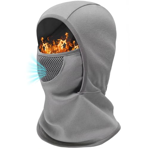 Outrip Breathable Kids Balaclava Ski Mask for Boys Girls - Windproof Fleece Winter Face Mask Cover for Cold Weather (US, Age, 5 Years, 12 Years, Grey) - Image 1