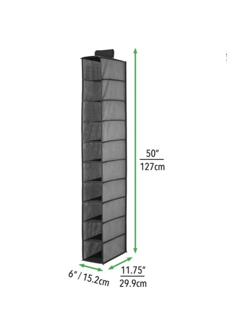Soft Fabric Closet Organizer  Holds Shoes Handbags Clutches Accessories 10 Shelf Over Rod Hanging Storage Unit Textured Print 2 Pack  - Image 4