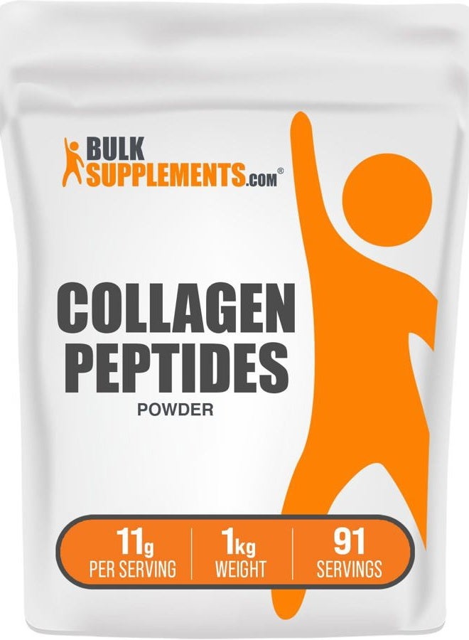 BulkSupplements مسحوق ببتيدات الكولاجين - مسحوق كولاجين من الأبقار، مكمل كولاجين مسحوق - مهدرج وخالي من الغلوتين، 11 جرام لكل حصة، 1 كجم (2.2 رطل) (عبوة من 1) - Image 1