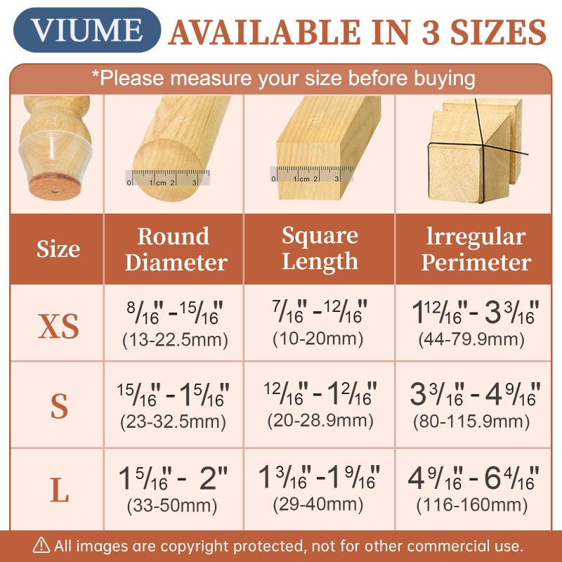 VIUME 24 Pcs Chair Leg Floor Protectors for Hardwood Floors Silicone Covers Felt Pads Furniture Leg Caps Anti-Scratch Reduce Noise Fit (1-5/16" to 2") - Image 3