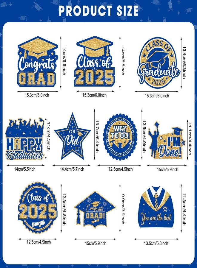 PERFQU 20 Pack Graduation Decorations 2025 - Congrats Grad Hanging Decoration, Blue Gold Glittery Graduations Hanging Swirls Ceiling Streamers Ornaments for Class of 2025 Graduation Party Decor Favors - Image 3
