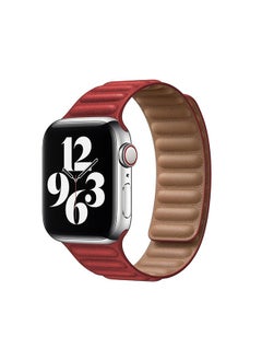 O Ozone Leather Magnetic Loop Strap ompatible With Apple Watch Series 10 | Ultra 2 | 8 Ultra | 9 | 8 | 7 | 6 , 49/46/45/44/42mm Fashionable Smartwatch Straps Women Men- Red  - Image 1