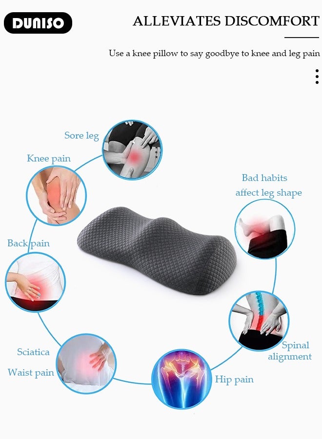 DUNISO Memory Foam Knee Pillow,Knee Pillow Leg Elevation Wedge Pillow,Leg Pillows for Sleeping,Elevation Pillow for Relieve Sciatica, Back, Knee, Joint and Pregnancy Pain - Image 3