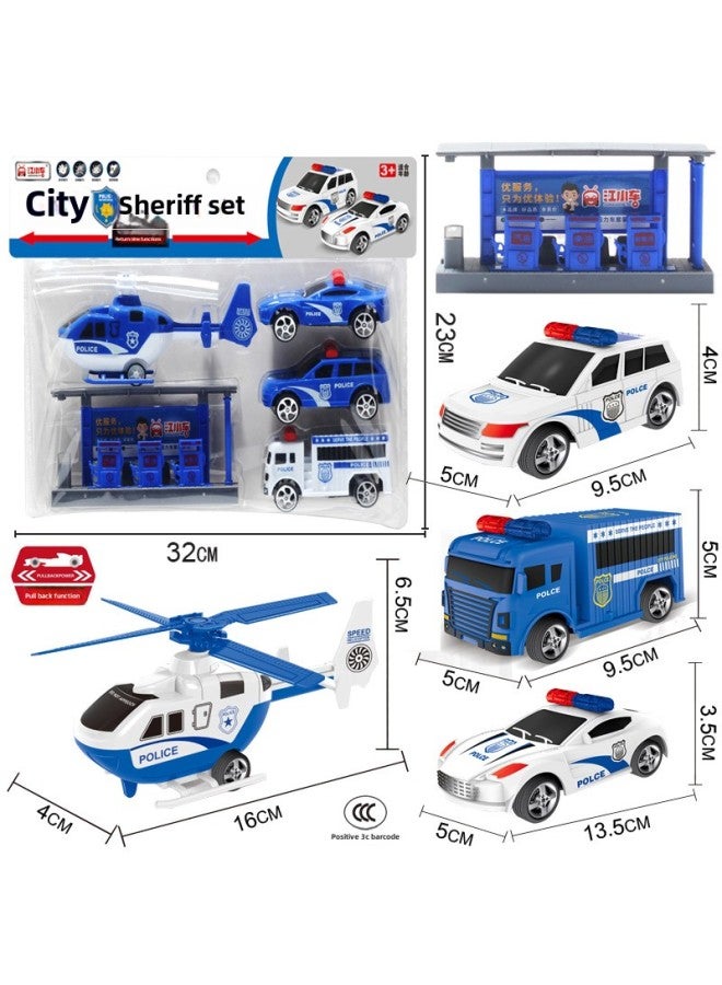Children's Toy Car Card Bag Four Pack Inertia Fire Truck Engineering Vehicle Suit Stall Supply Small Gift-Color:54674 Hanging Bag  832-c13  - Image 1