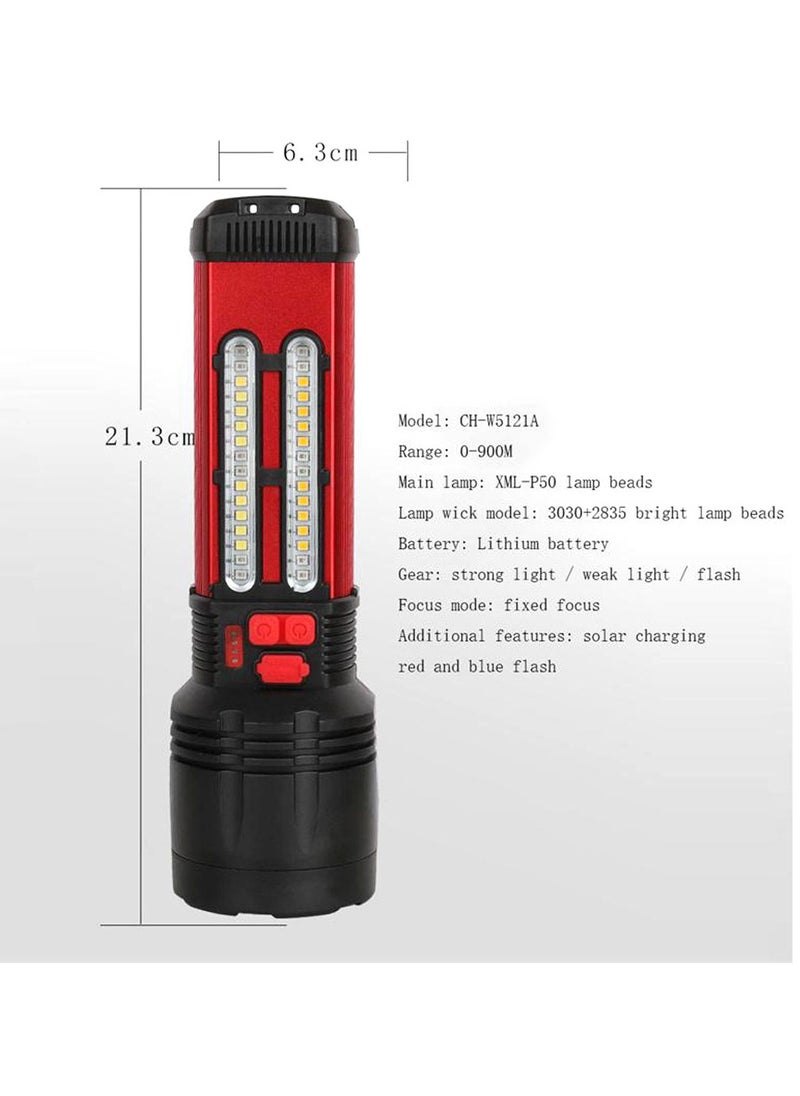 Crony - W5121A Solar Energy Flashlight for Home Type-C Rechargeable Strong Light P50 Super Bright Flashlight Super Battery Life - Image 1