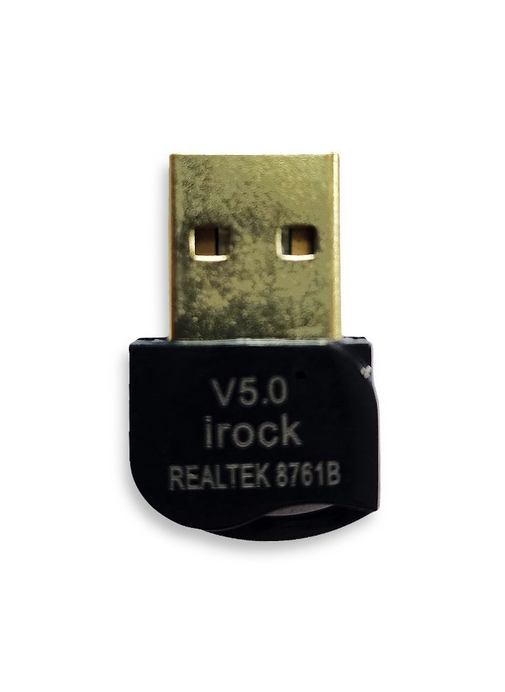 irock Bluetooth 5.0 USB Dongle Adapter, USB Mini Bluetooth 5.0 USB Adapter Supports Windows 7 / 8 / 10, for Desktop, Laptop, Mouse, Keyboard, Printers, Headsets, Speakers  - Image 1