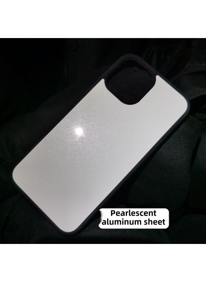 Generic - Heat Transfer IPhone Case Shaped Anti-slip Texture Two-in-one Diy Blank Material Case For IPhone Protective Cover-Color:Black + Pearlescent Aluminum Sheet-Applicable Model:IP 13Promax - Image 1