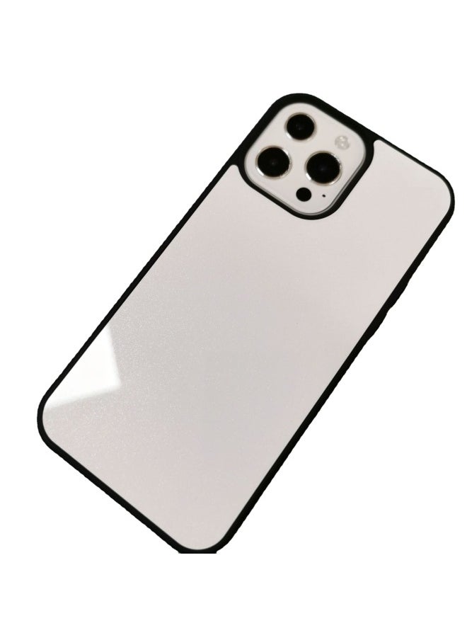 Generic - Heat Transfer IPhone Case Shaped Anti-slip Texture Two-in-one Diy Blank Material Case For IPhone Protective Cover-Color:Black + Pearlescent Aluminum Sheet-Applicable Model:IP 13Promax - Image 1