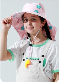 Gerenic Children's Whistle Fisherman Hat Sun Protection Neck Protection Children's Hat Beach Hat Anti-ultraviolet Sun Hat  - Image 3