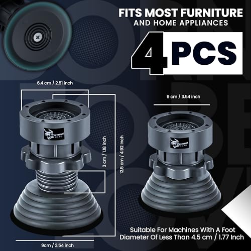 ORBON Extreme Load Anti Vibration Pads for Washing Machine | Washing Machine Vibration Stopper Rubber Legs Set of 4 | Anti Skid Stand Bushes for Front Load & Top Load | Shock Absorber Foot Pads (4 Pc) - Image 2