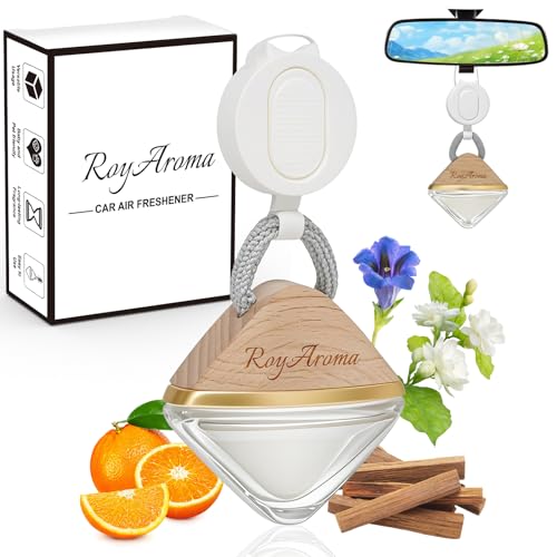 Royaroma Hanging Car Air Freshener Diffuser, Luxury Car Perfume for Men & Women, Long Lasting Cars Fresheners with Natural Essential Oils | Cool Ice | Adjustable Rope - Image 1
