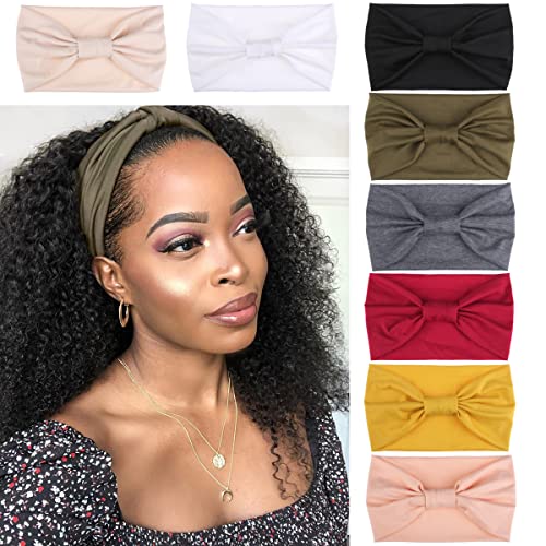 Kachanaa 8 Packs Wide Headbands for Women's Hair,Non Slip Soft Elastic Large African Bandeau Hair Bands Makeup Yoga Workout Running Sweat Hair Wraps Fashion Hair Accessories - Image 1