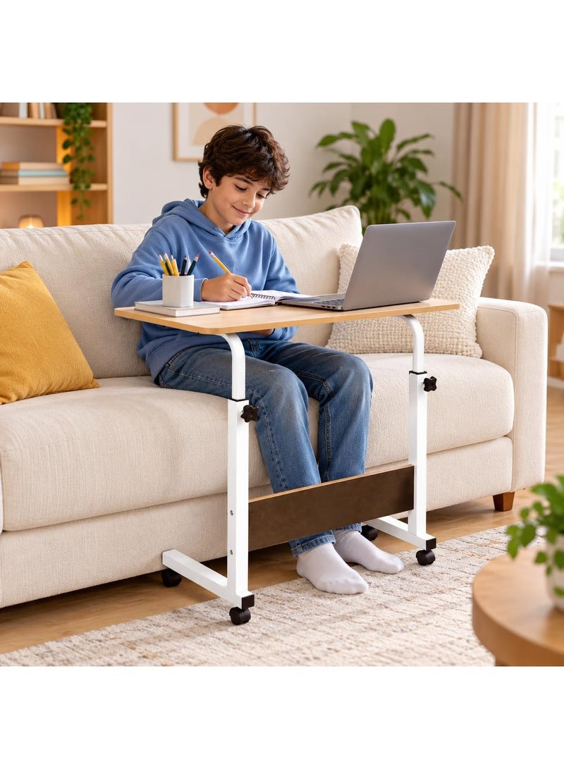 Laptop Table, Height Adjustable to 90cm Rolling Desk, Overbed Computer Tray - Image 1