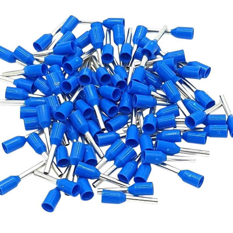 E7508 100 Pack Insulated Terminal Connectors – 0.75mm² Blue, High Quality Insulated Wire Terminals (Wire Ferrules Terminals) - Image 1